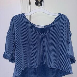 Altar'd State Blue Ribbed Crop Top
